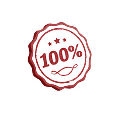 Red 100 percent seal 3d rendered Isolated on transparent background