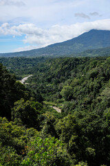 Naklejka premium Landscape view of Ngarai Sianok and Singgalang Mountain from Panorama Baru Bukittinggi