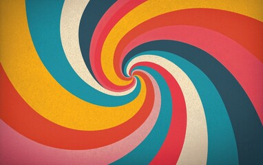A vibrant retro spiral bursts with colorful bands, creating a dynamic and hypnotic visual that evokes energy and nostalgia