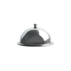 Silver food dome 3d rendered Isolated on transparent background