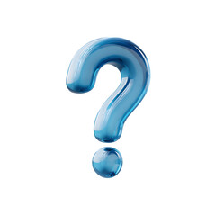 Glossy blue question mark 3d rendered Isolated on transparent background