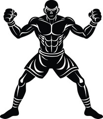 Naklejka premium Bold Minimalist Boxer Silhouette Vector: Dynamic Athletic Outline for Modern Combat and Fitness Designs 