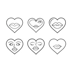 Heart Kiss Vector Illustration &ndash; Romantic Love Symbol for Valentine Design