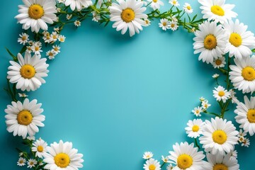 Charming top view of spring blooms with ample copy space for text.