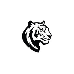 Striking Black and White Tiger Head Illustration for Logos and Designs