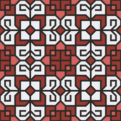 Geometric Flat Design Red and White Seamless Pattern Textile