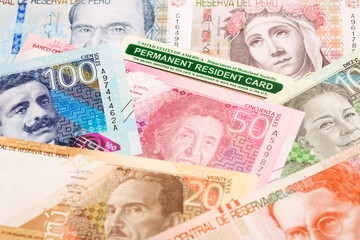American Permanent Resident Card on Peruvian money