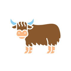 tibetan yak color flat icon for digital and print projects.