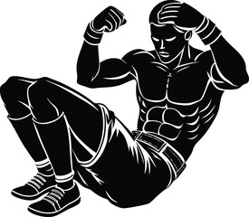 Bold Minimal Boxer Silhouette Vector: Dynamic Athletic Outline for Sports & Fitness
