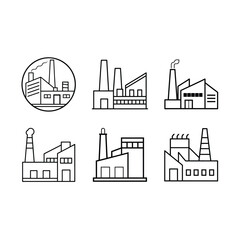 Obraz premium Factory Icon Vector – Industrial Building Graphics Design File