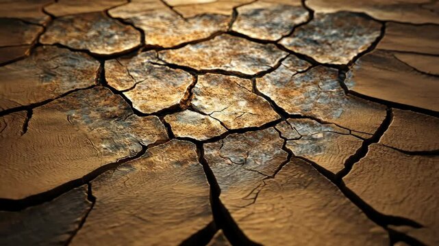 Dry, cracked earth; arid, parched land