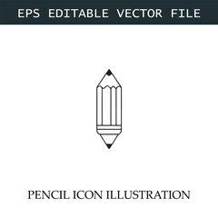 Pencil Icon Black and White Vector Design Image Illustration

