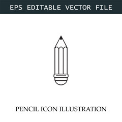 Pencil Icon Black and White Vector Design Image Illustration


