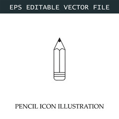 Pencil Icon Black and White Vector Design Image Illustration

