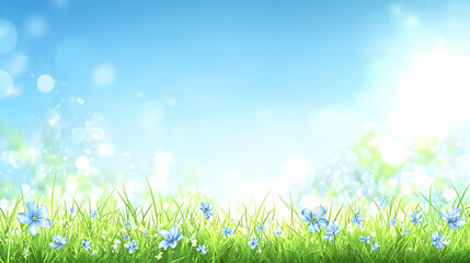 Obraz premium Spring Meadow With Flowers Under Bright Sunshine