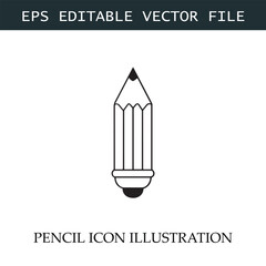 Pencil Icon Black and White Vector Design Image Illustration


