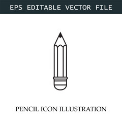 Pencil Icon Black and White Vector Design Image Illustration

