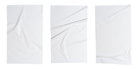 Set of white stickers sticky notes, Copy space for text preview sign tags labels elements design, isolated on white background, png