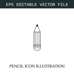 Pencil Icon Black and White Vector Design Image Illustration

