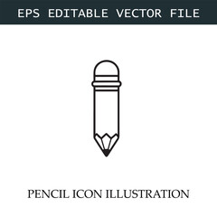 Pencil Icon Black and White Vector Design Image Illustration

