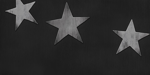 Stylized metallic stars against a dark background, perfect for creative designs and artistic themes.