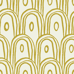 Abstract pattern, seamless arch doodles, curved lines. Organic geometric texture, endless design. Repeatable background, twisted shapes, repeating print for textile, fabric. Drawn vector illustration