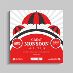 Monsoon Fashion Sale Promotion Social Media Instagram Post Template	
