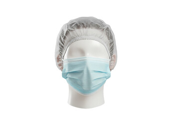 Protective Face Mask and Hairnet isolated on transparent baackground