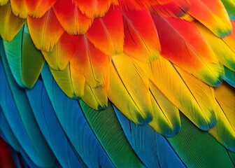 Obraz premium Close-Up of Vibrant Rainbow Parrot Feathers