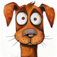 A lovable dog with perked ears and a puzzled expression exudes warmth and positivity in this whimsical illustration.