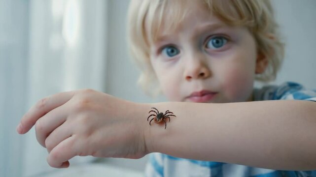 Child with a tick.