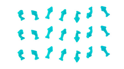 Jelly fish candies. Gummy shark, blue dolphin jelly coated with sugar on a transparent background.