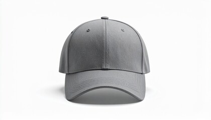 Gray Baseball Cap Mockup Isolated on White Background Perfect for Branding and Design