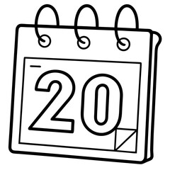 Calendar with marked date line art vector illustration 