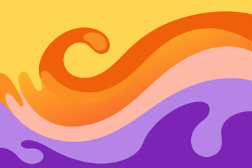 Obraz premium sunset orange and lilac fluid paint swirl 