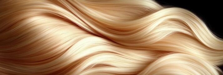 Luxurious Waves of Blonde Hair Flowing Silky Smooth, Radiating Shine and Volume for Beauty Concepts