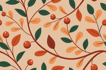 terracotta vines and berries seamless 