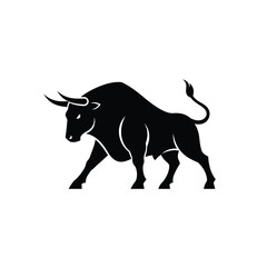 Powerful Black Bull Silhouette Symbolizing Strength Determination and Financial Markets