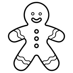 Gingerbread cookie line art vector illustration 