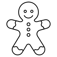 Gingerbread cookie line art vector illustration 