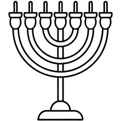 Hanukkah menora line art vector illustration 