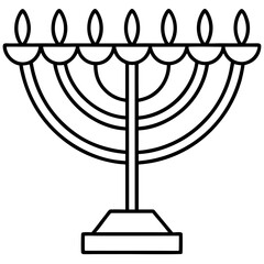 Hanukkah menora line art vector illustration 