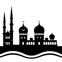 Black silhouette of mosque islamic architecture