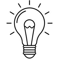 Light bulb with ideas line art vector illustration 