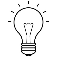 Light bulb with ideas line art vector illustration 