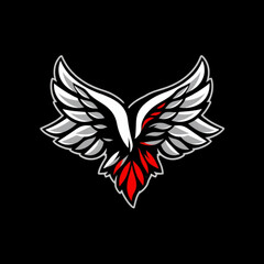 Obraz premium Stylized red and white wings logo design