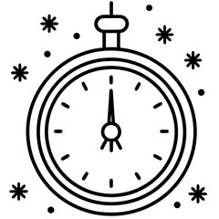 New year countdown clock line art vector illustration 