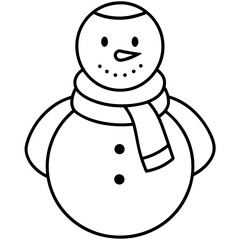 Snowman with scarf line art vector illustration