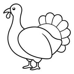 Thanksgiving turkey outline line art vector illustration