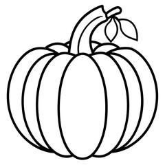 Orange pumpkin with green leaves on white background autumn harvest illustration
